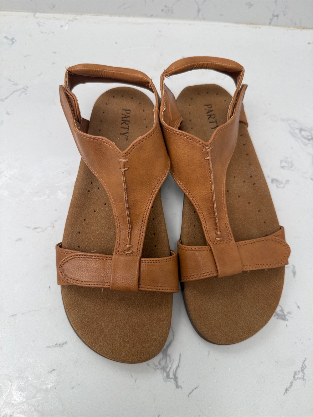 Women’s Tan T-Strap Comfort Sandals